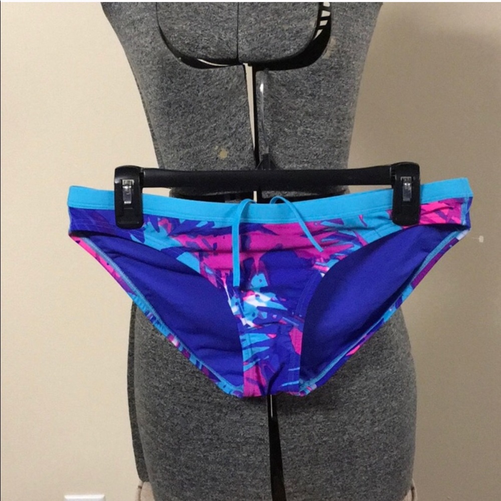New Nike Swim Bikini Bottoms Large Pink Blue Aqua